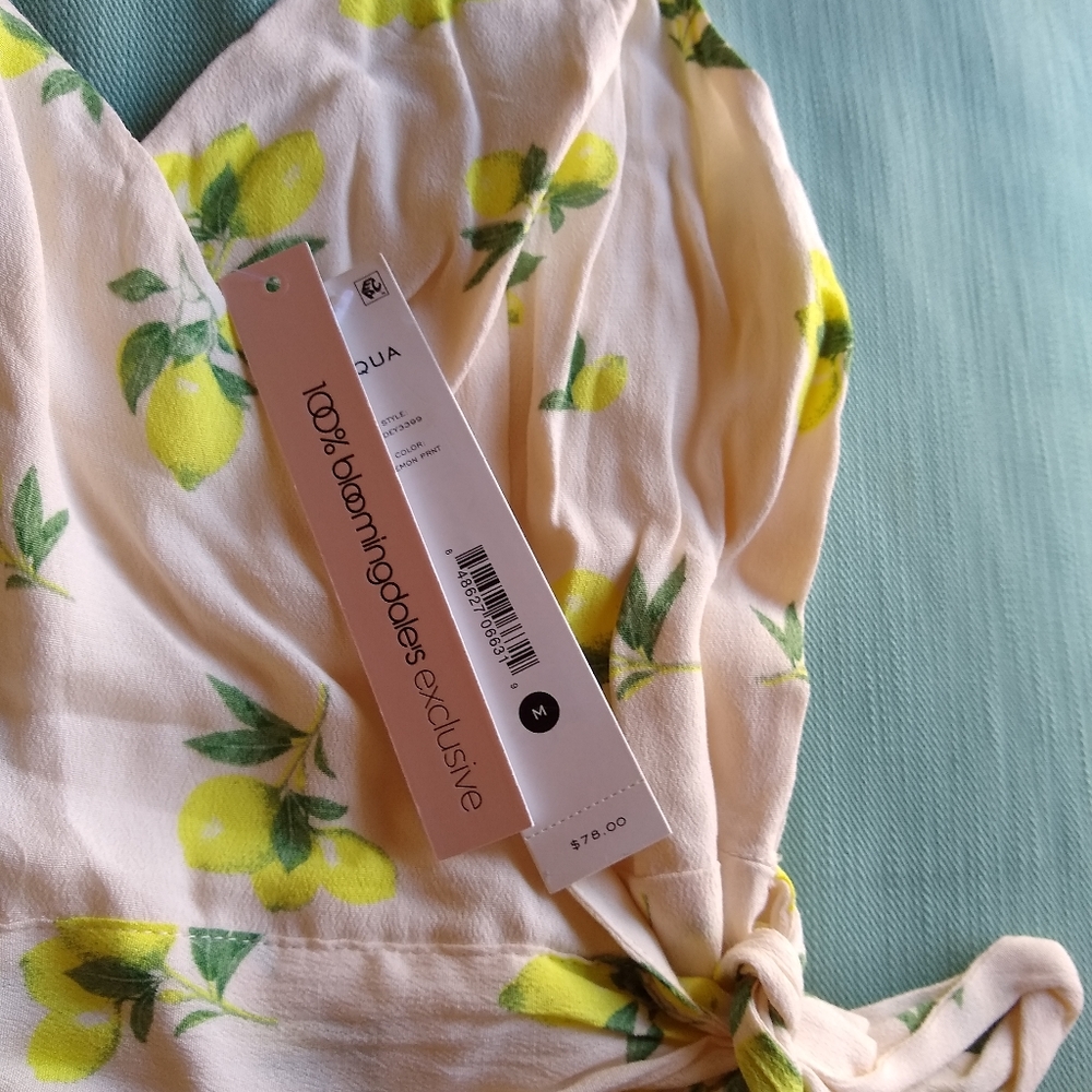 Bloomingdale's Aqua Faux Wrap Dress NWT - Picture 5 of 5